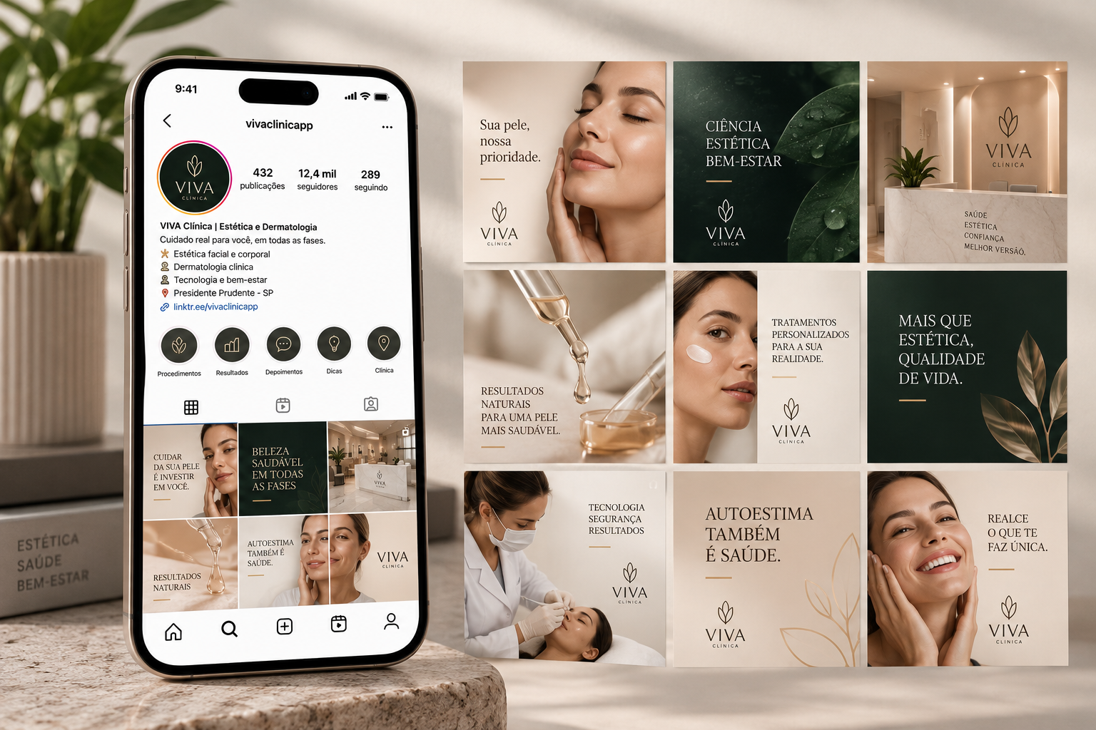 Exemplo visual de gestão de Instagram para empresas