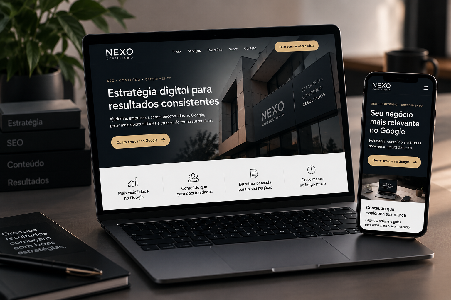 Exemplo de site estruturado para SEO e crescimento orgânico