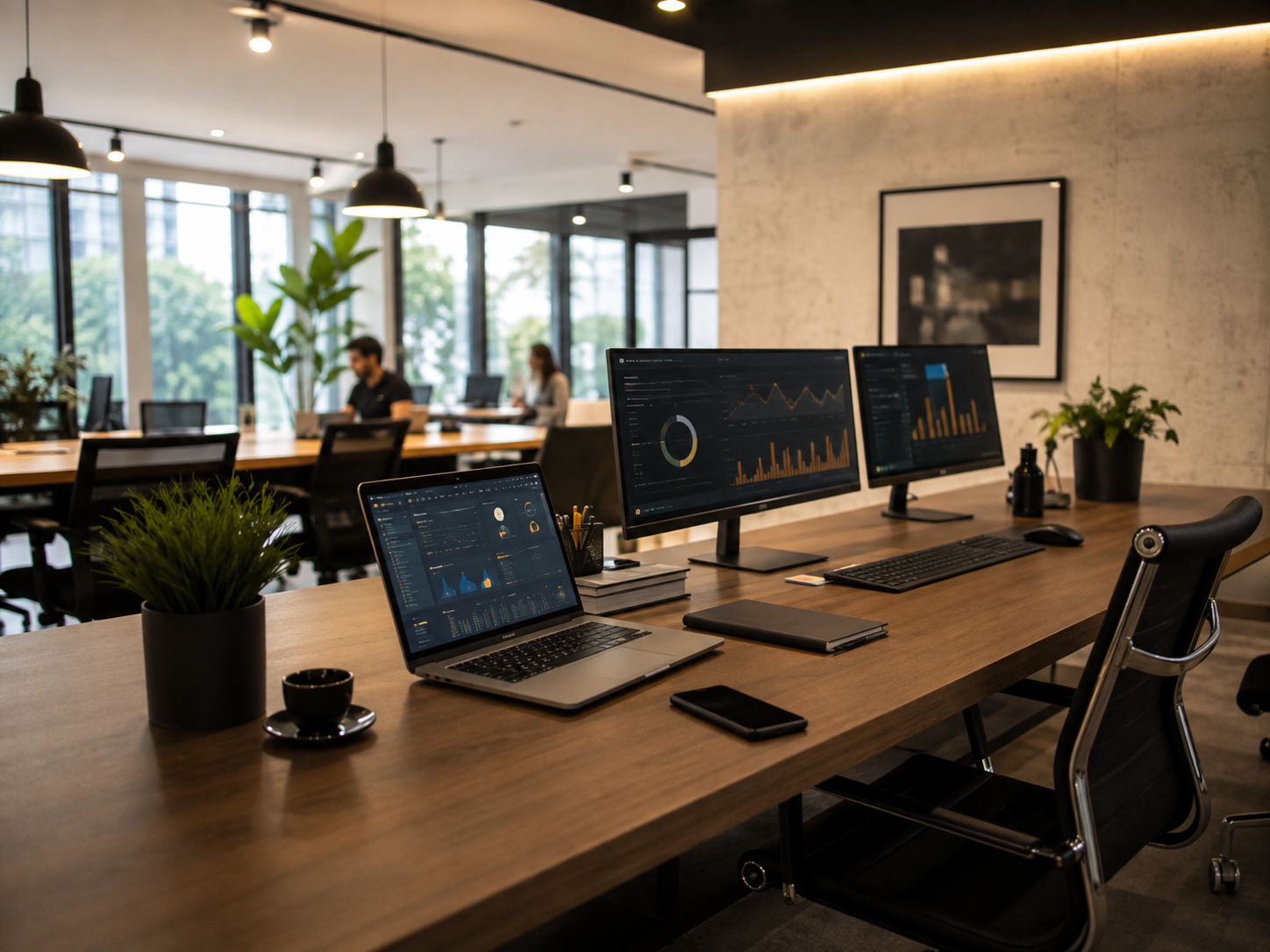 Ambiente de trabalho de agência de marketing digital